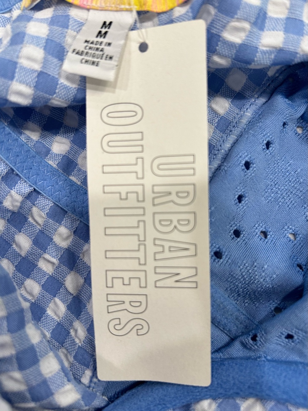 Urban Outfitters periwinkle gingham eyelet mini dress medium - Picture 7 of 8